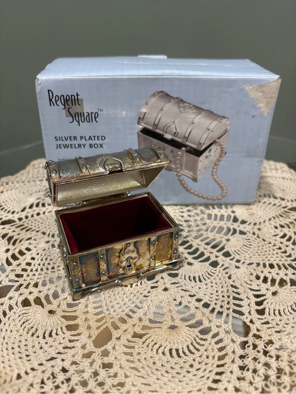 Silver-Plated Iridescent Treasure Jewelry Box